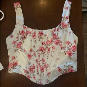 Floral Pink and White Women's Top